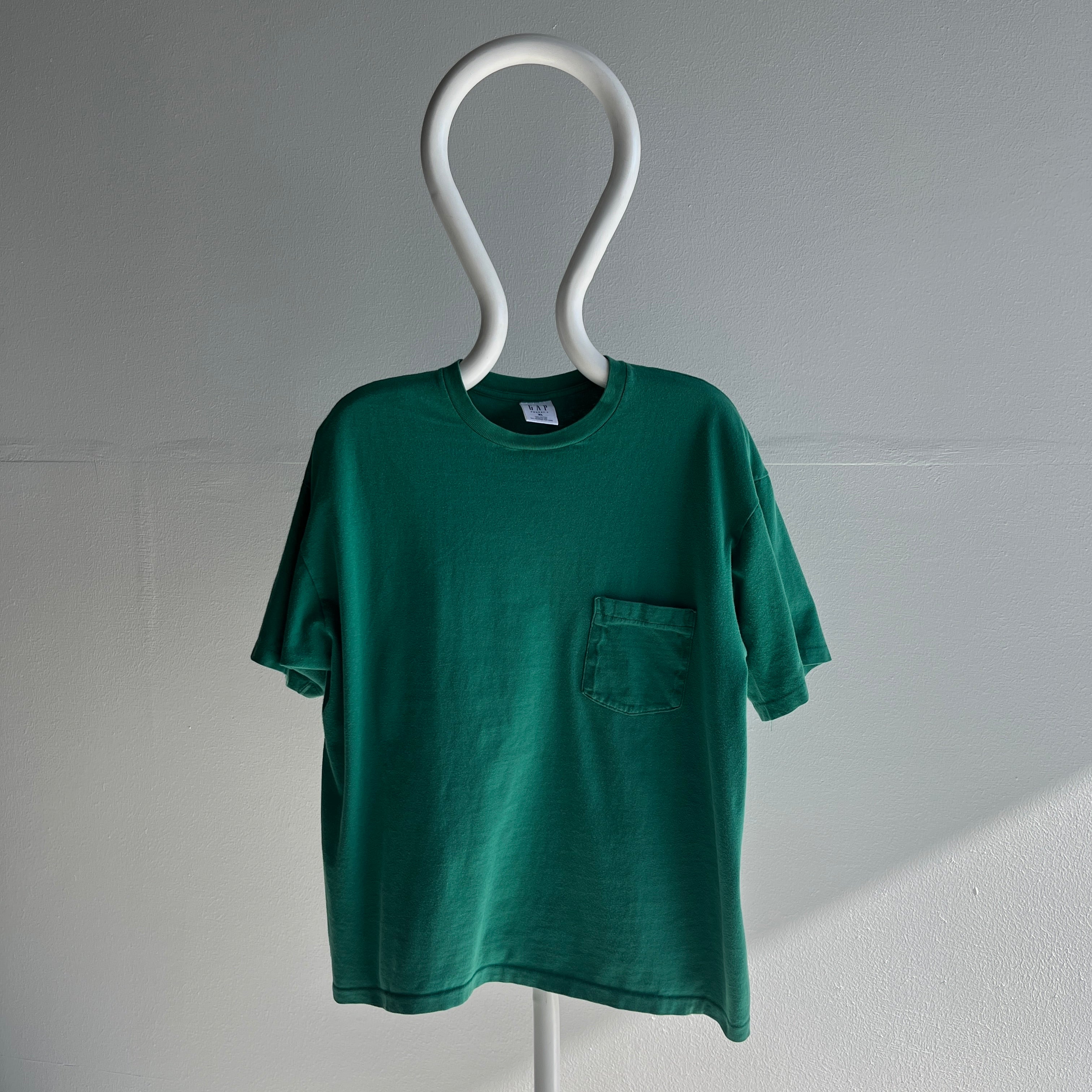 1990s USA Made Gap Green Pocket T-Shirt