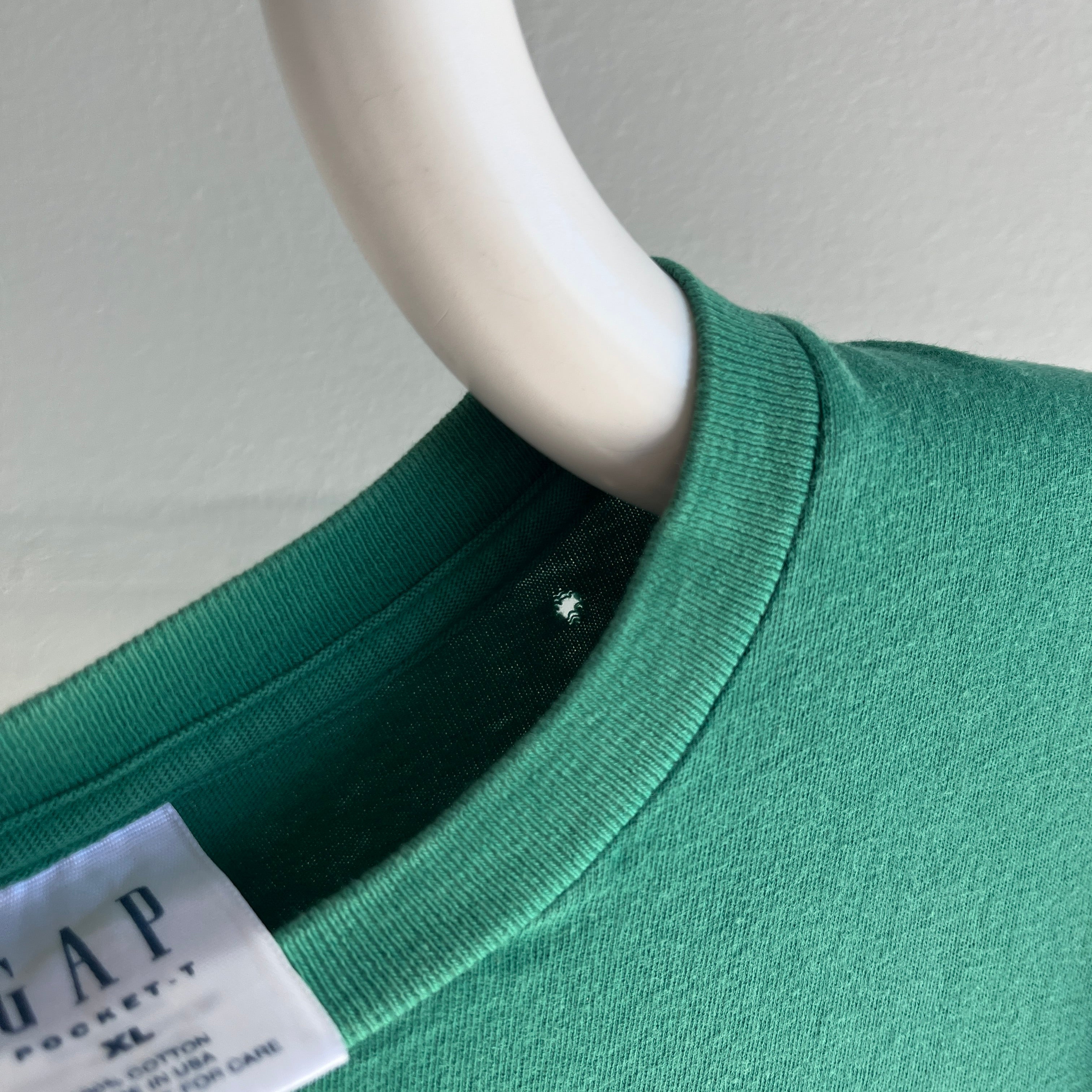 1990s USA Made Gap Green Pocket T-Shirt