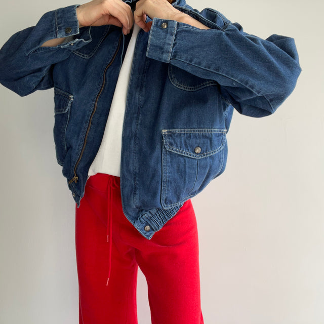 1980s Levi's Strauss Super Cool Bomber Style Denim Jean Jacket