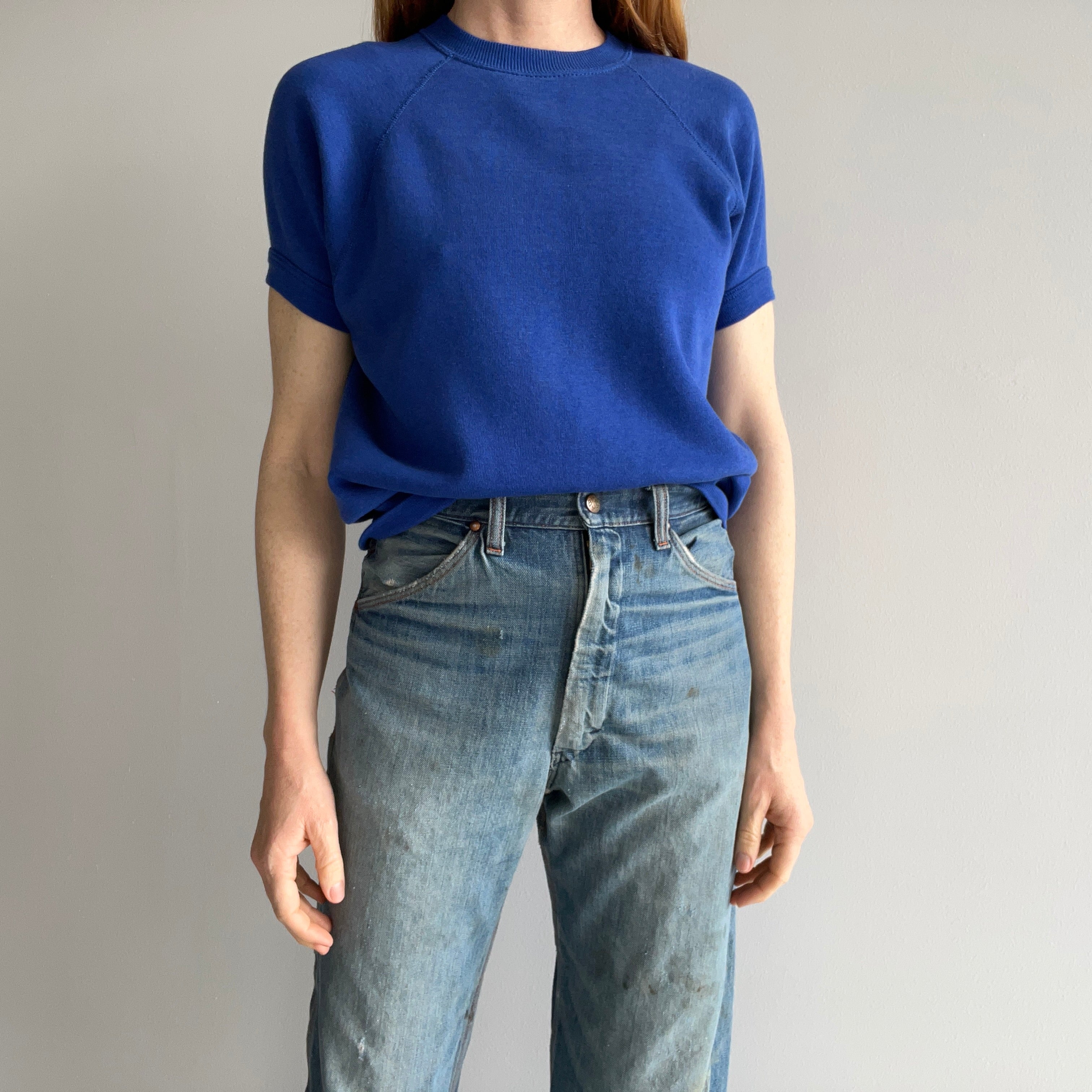 1980s Luxuriously Soft Bassett Walker Blue Warm Up Sweatshirt