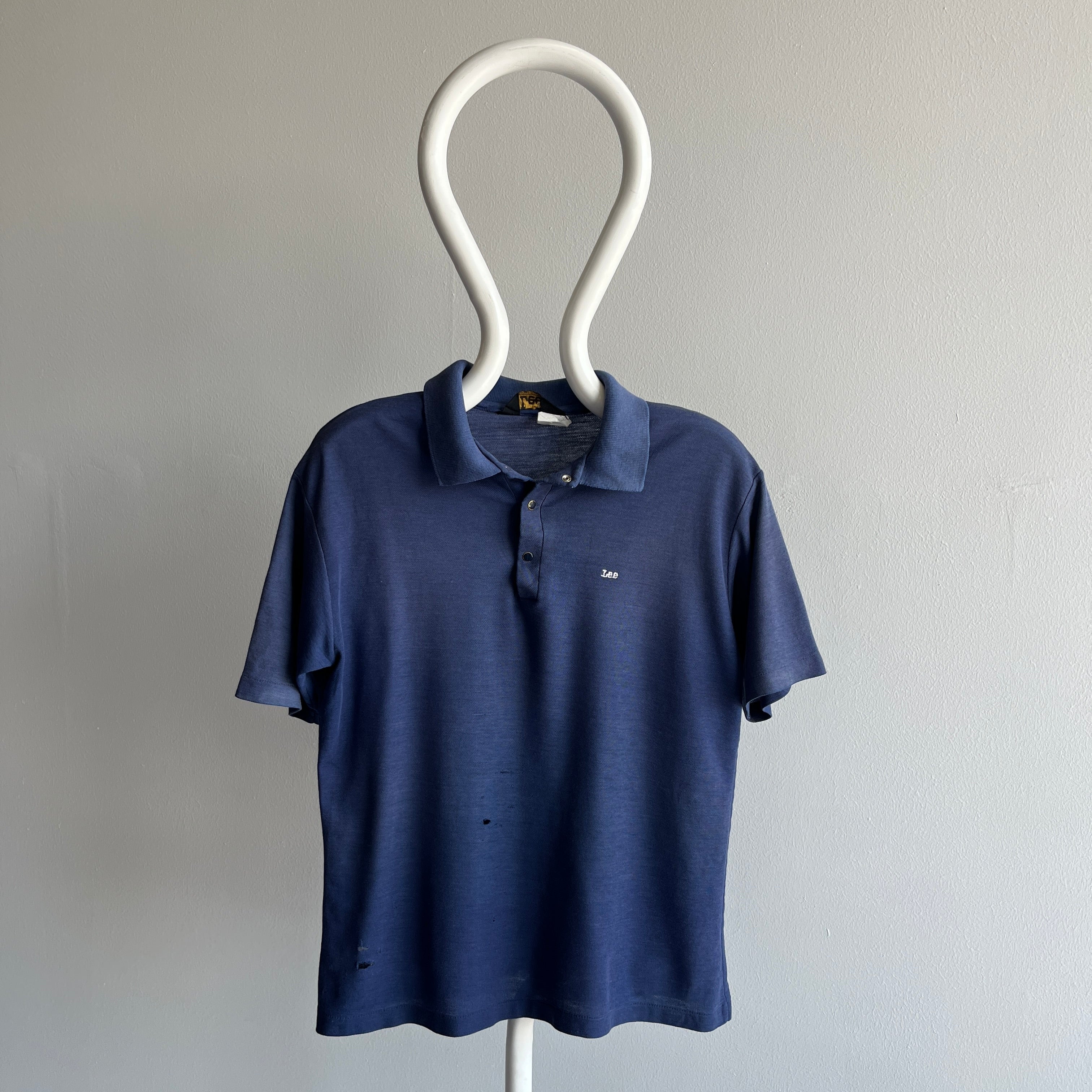 1970/80s Lee Brand Beat Up and Sun Faded Polo Shirt with Snaps!