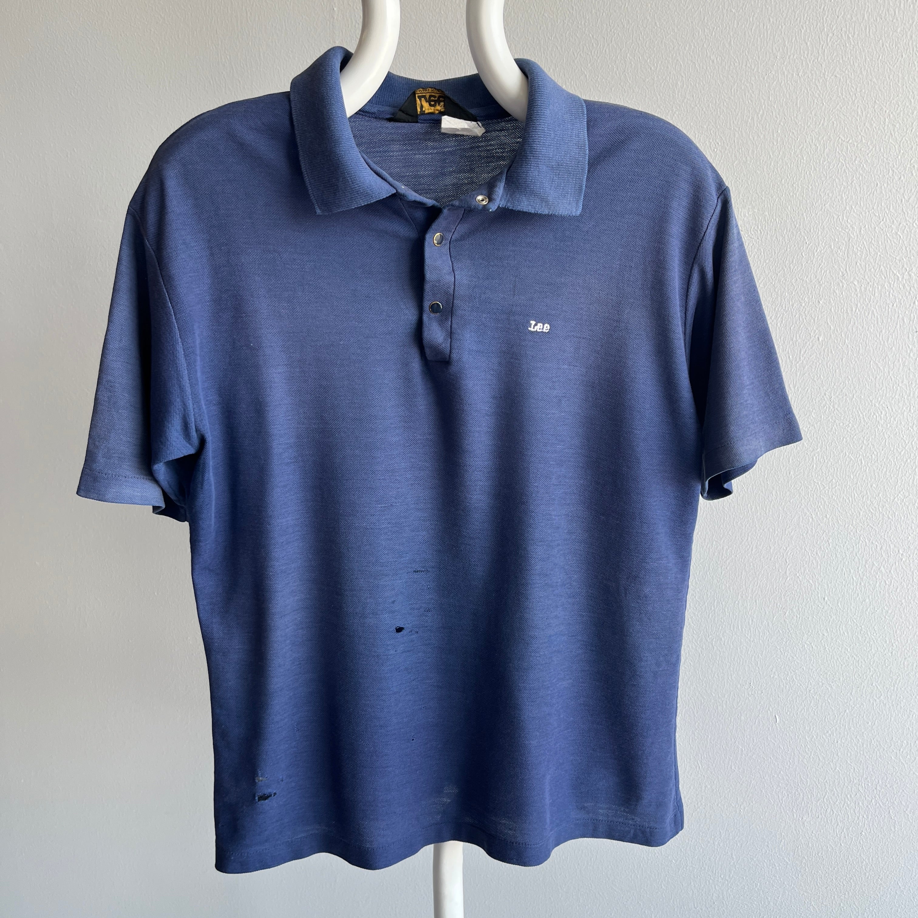 1970/80s Lee Brand Beat Up and Sun Faded Polo Shirt with Snaps!