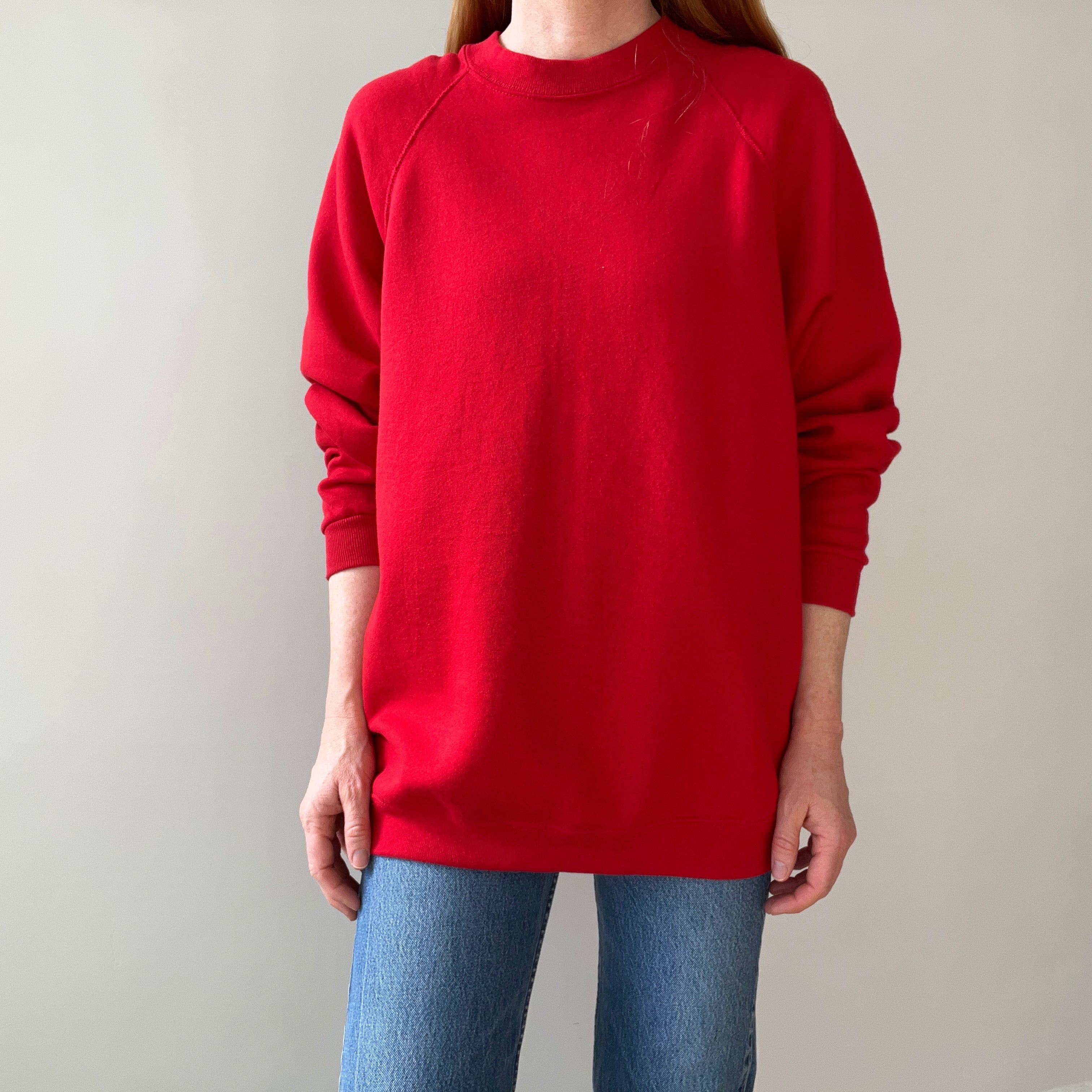 1980s Blank Nail Polish Red Cozy Sweatshirt