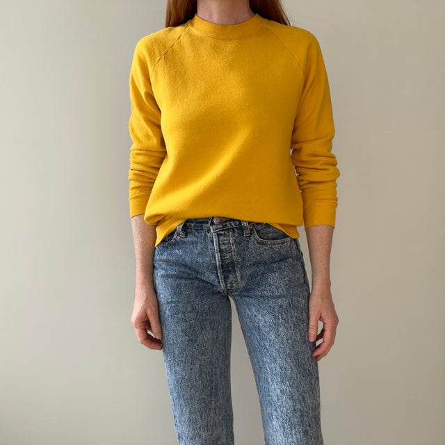 1980s Mustard/Marigold Stained Raglan Sweatshirt