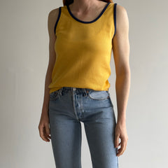 1970s K-Mart Two Tone (Mustard) Yellow and (Navy) Blue Tank Top