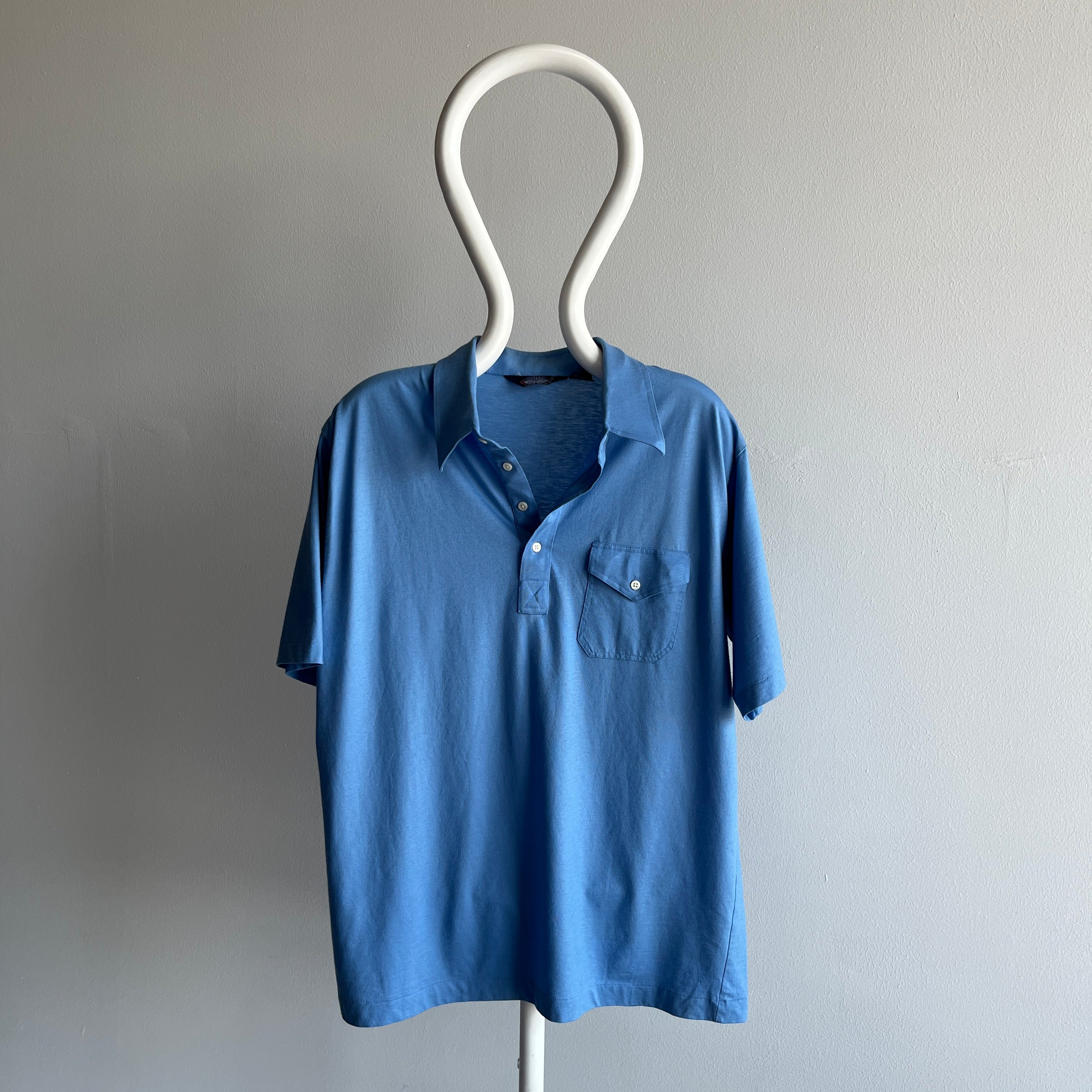 1980s Blank Sky Blue Golf Polo Shirt - Grandpa Chic