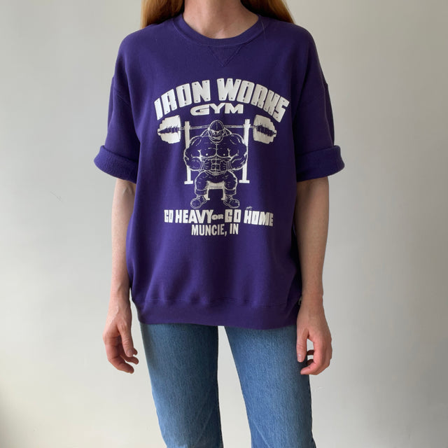 1990s Iron Works Gym Short Sleeve Sweatshirt