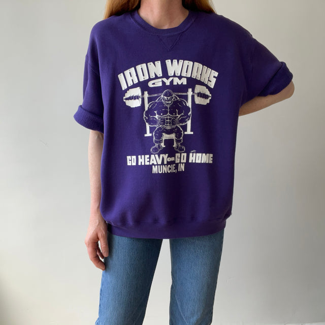 1990s Iron Works Gym Short Sleeve Sweatshirt