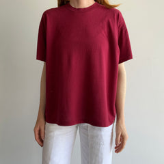 1990s Soft and Wonderfully Slouchy Merlot/Burgundy Blank Single Stitch T-Shirt