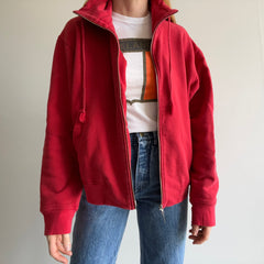 1990s Faded DKNY 100% Cotton Zip Up Mock Neck Sweatshirt