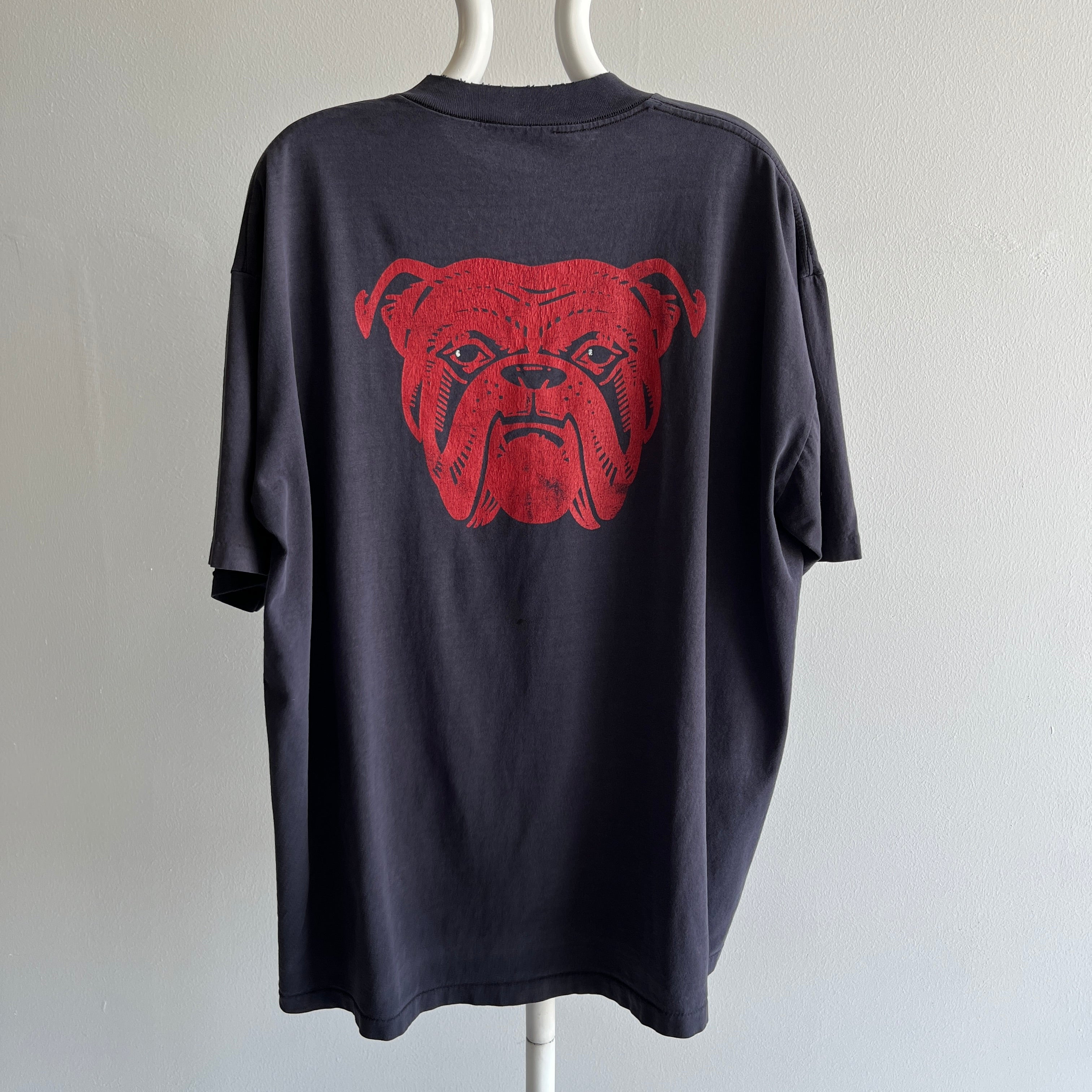 1990s Red Dog Bulldog Front and Back Nicely Worn T-Shirt