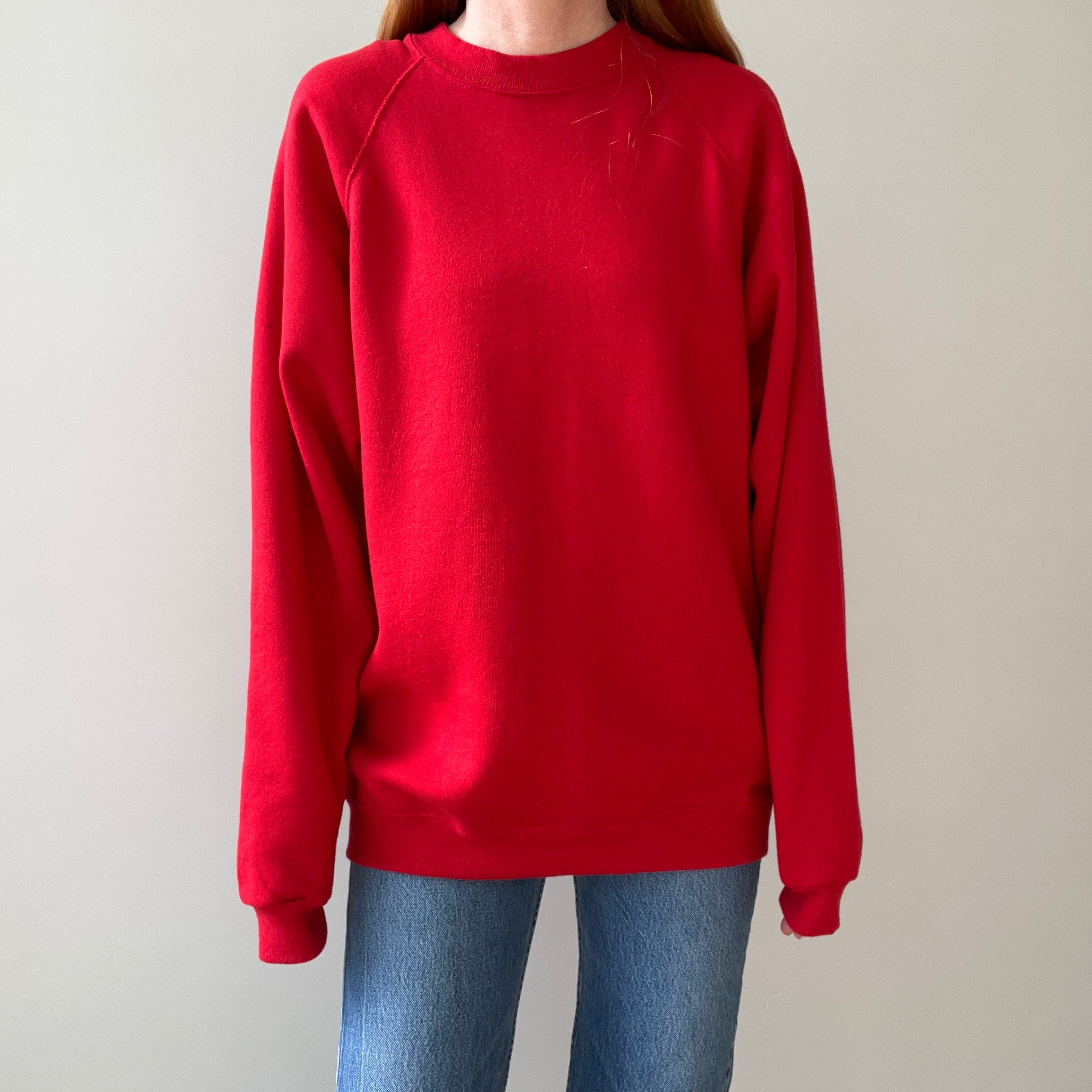 1980s Blank Nail Polish Red Cozy Sweatshirt