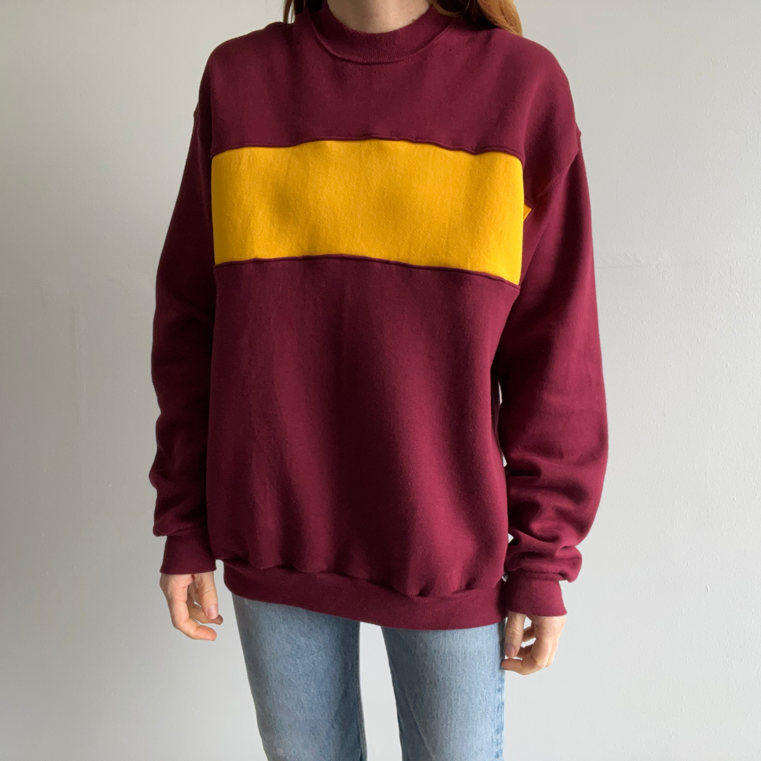 1980s Barely Worn Super Cozy Color Block Sweatshirt by Russell