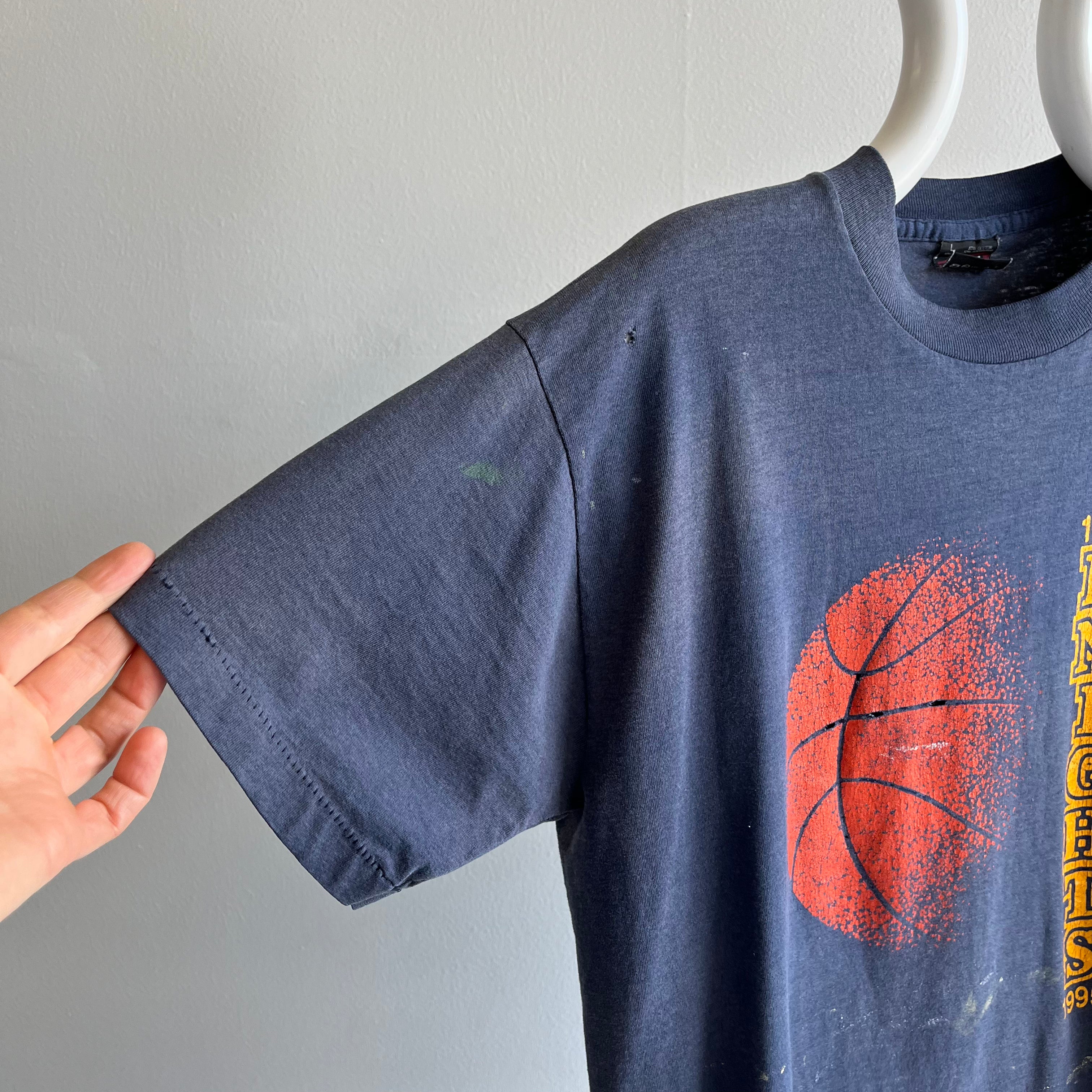 1994 Thrashed and Faded Knights Basketball Paint Stained T-Shirt