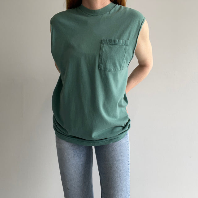 1990s FOTL Jade Green Muscle Tank Pocket T-Shirt