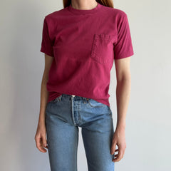 1980s !!!Towncraft!!! French Burgundy Cotton Pocket T-Shirt