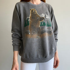 1980s Epic Bear Sweatshirt That Is Stained and Worn To Perfection