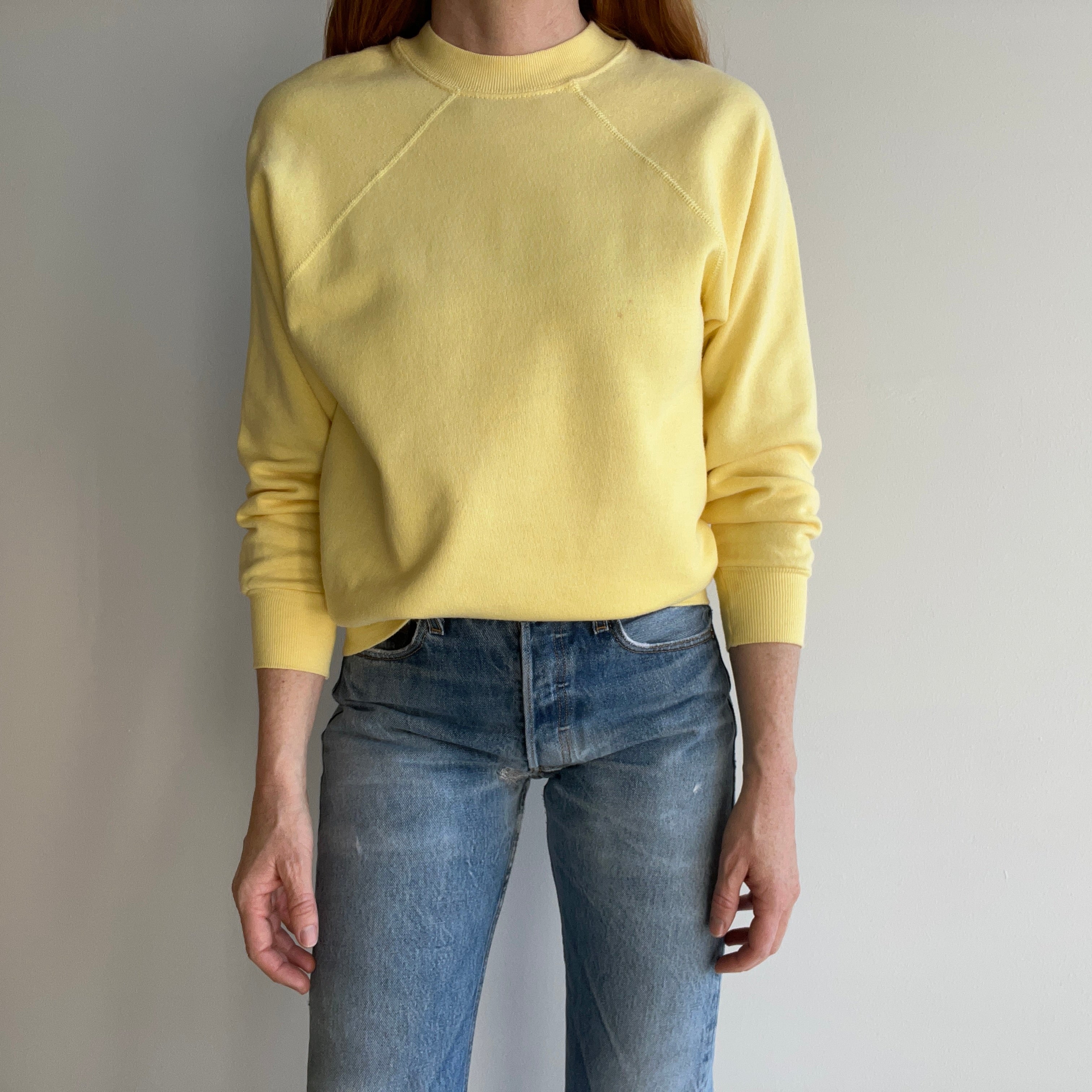 1980s Soft and Cozy Pale Sunshine Sweatshirt by Pannill