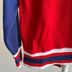1970s Color Block Zip Up Collared Sweatshirt - WOAH
