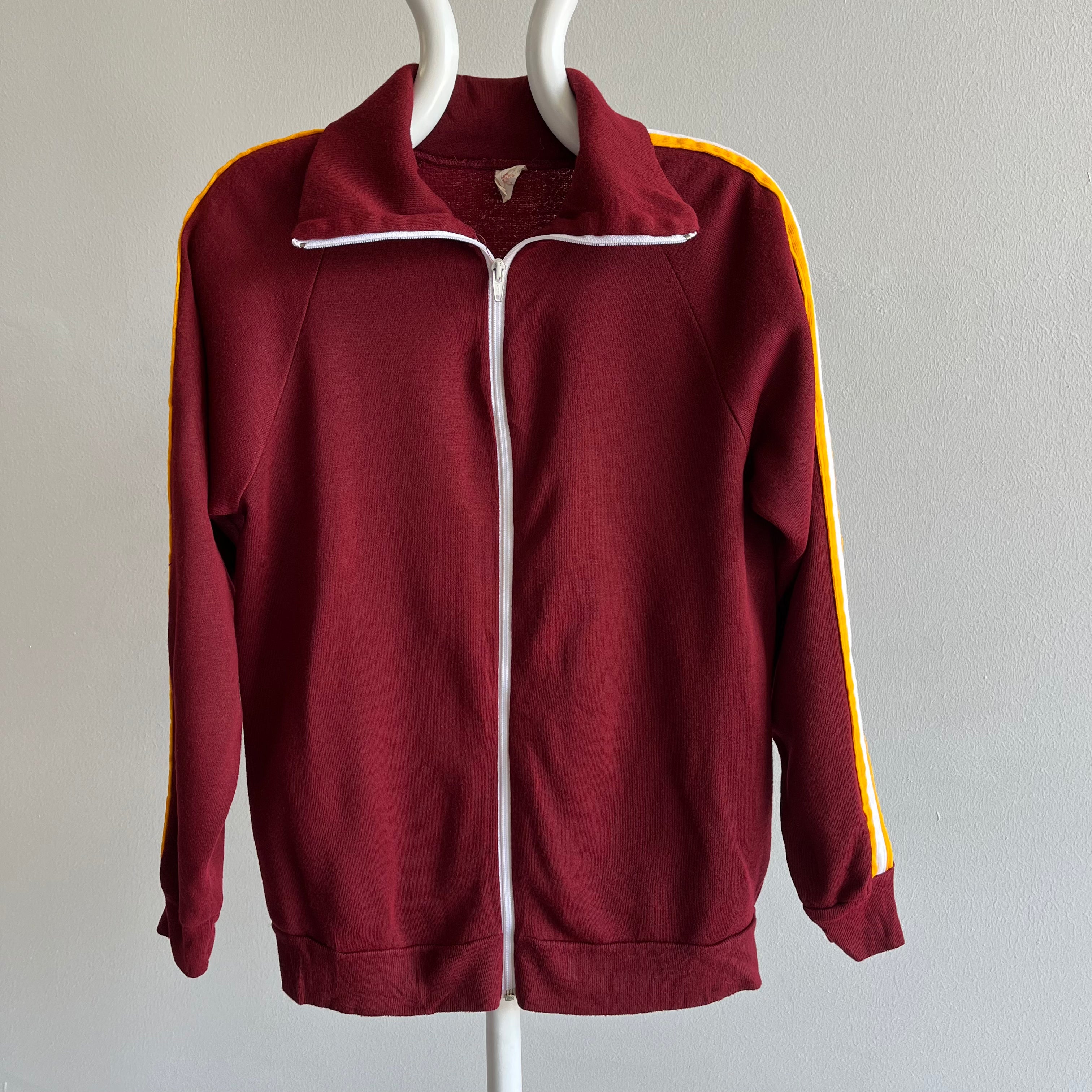 1970s USC Colors Zip Up Mock Neck Sweatshirt - GOLD!