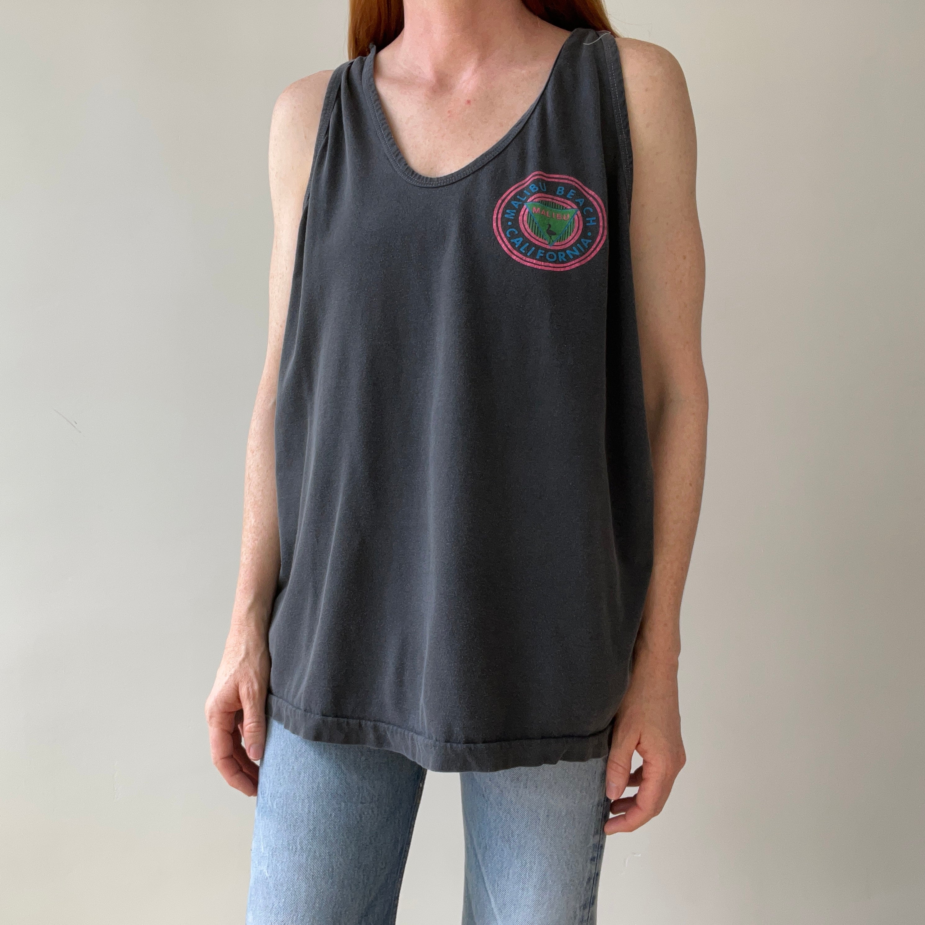 1980s/90s Malibu Beach California Tank Top - Tattered, Torn and Worn