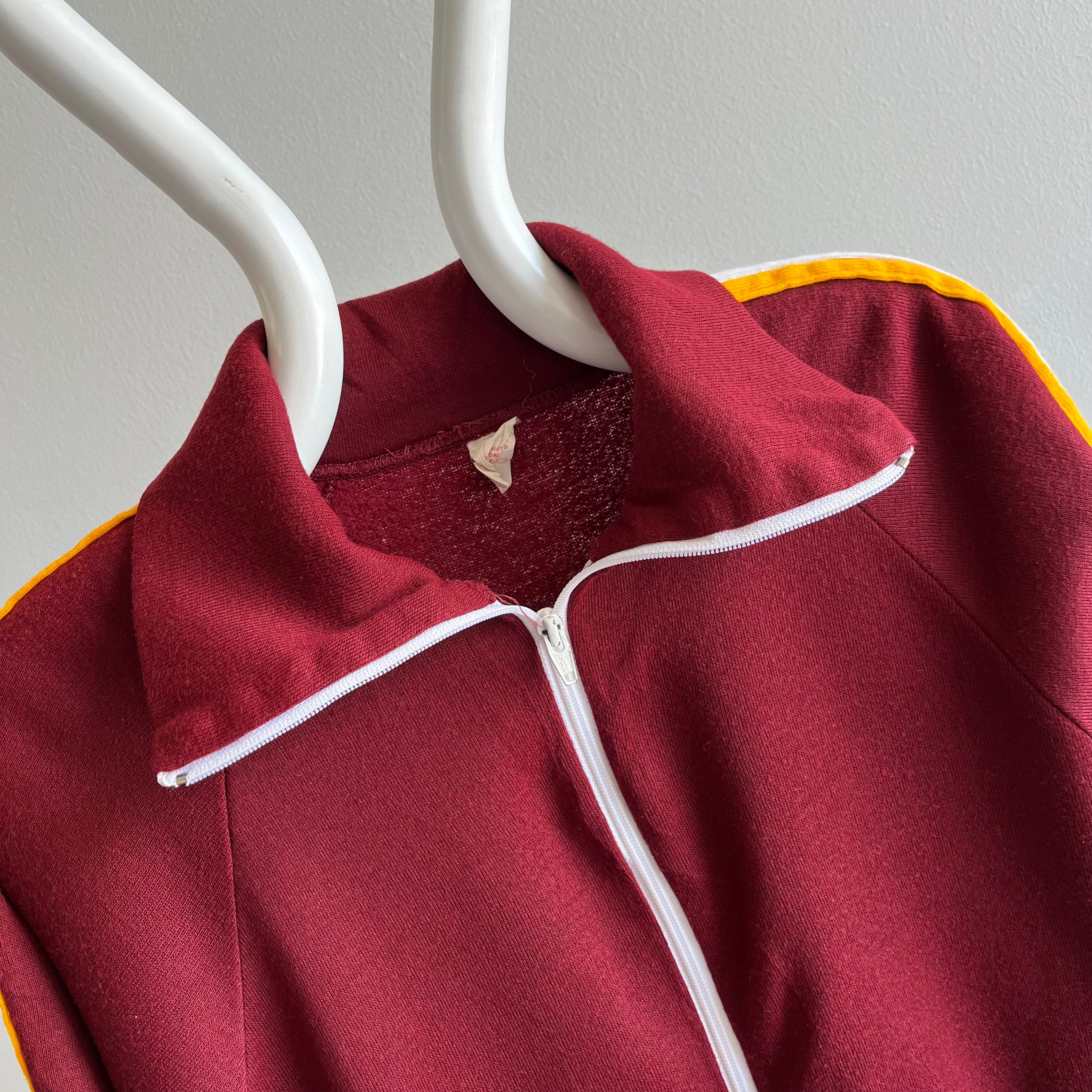 1970s USC Colors Zip Up Mock Neck Sweatshirt - GOLD!