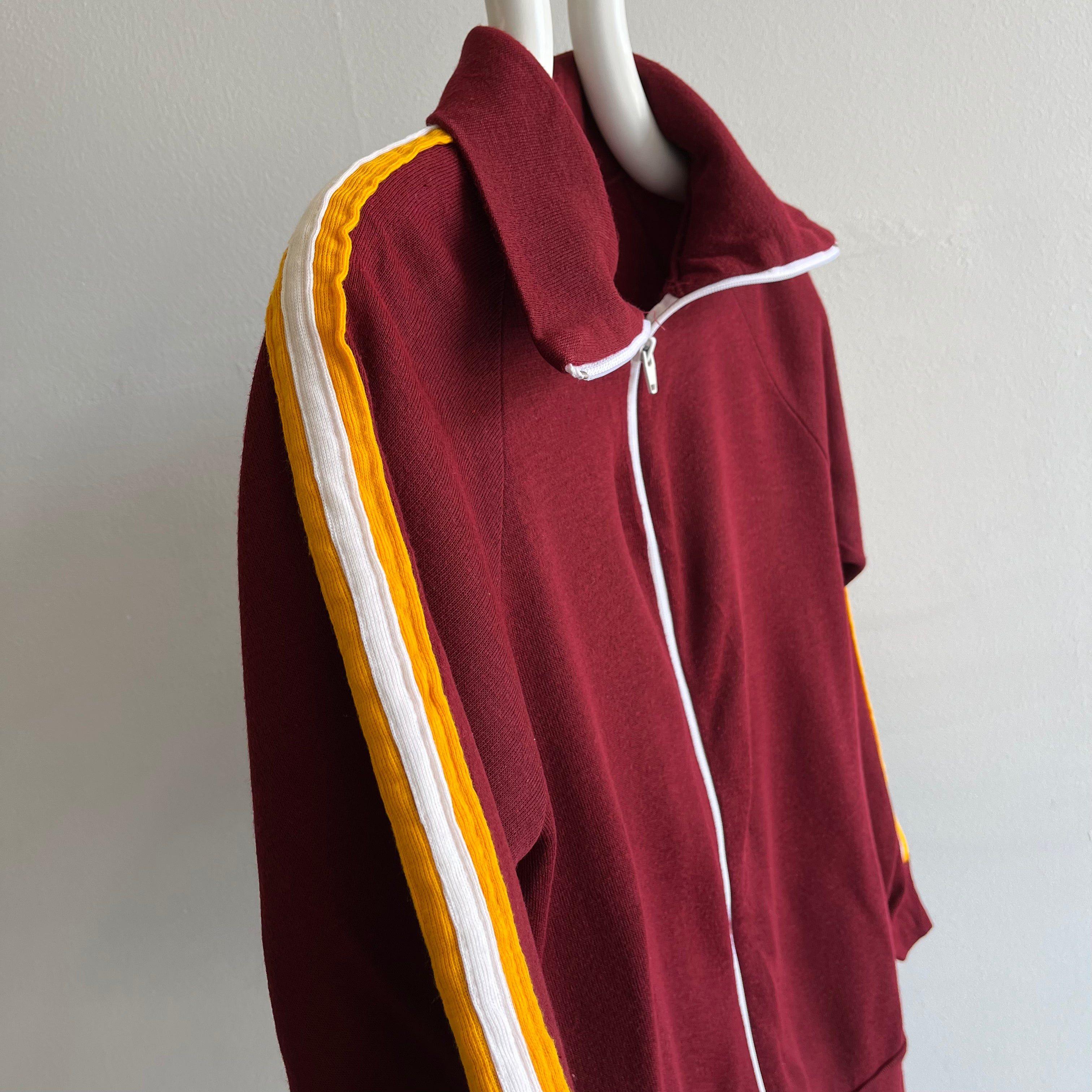 1970s USC Colors Zip Up Mock Neck Sweatshirt - GOLD!