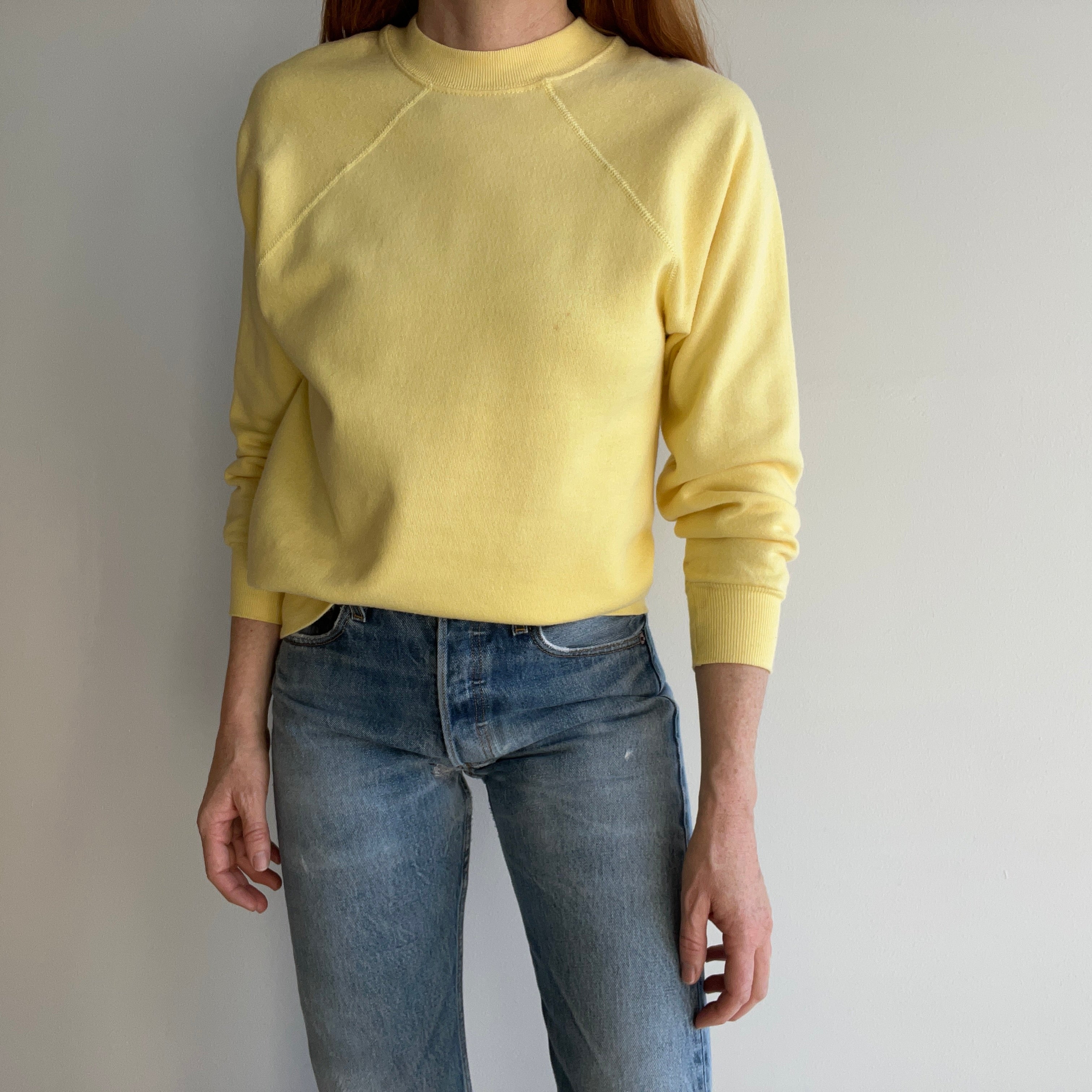 1980s Soft and Cozy Pale Sunshine Sweatshirt by Pannill