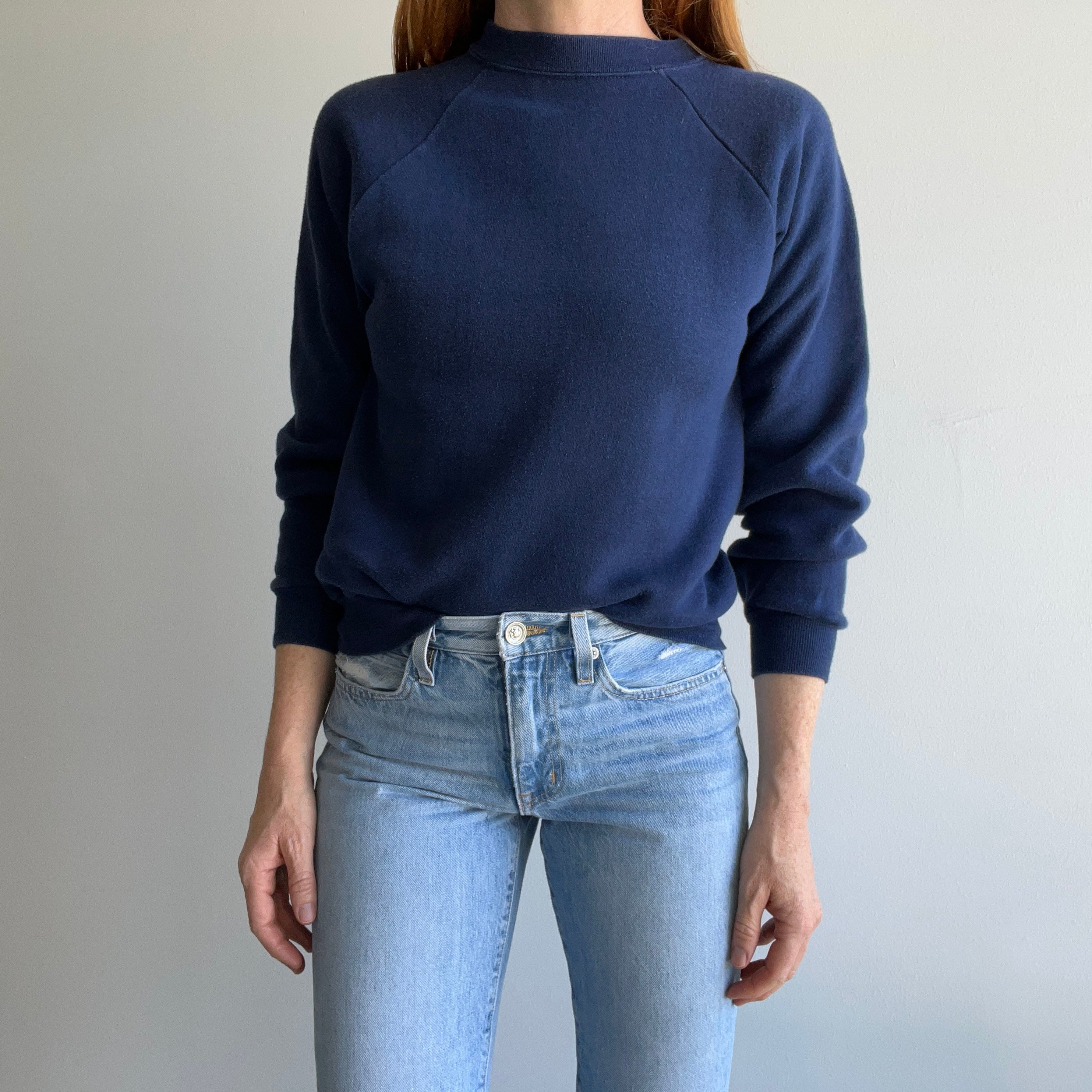 1970/80s Mostly Cotton Navy Raglan - Swwoooooon