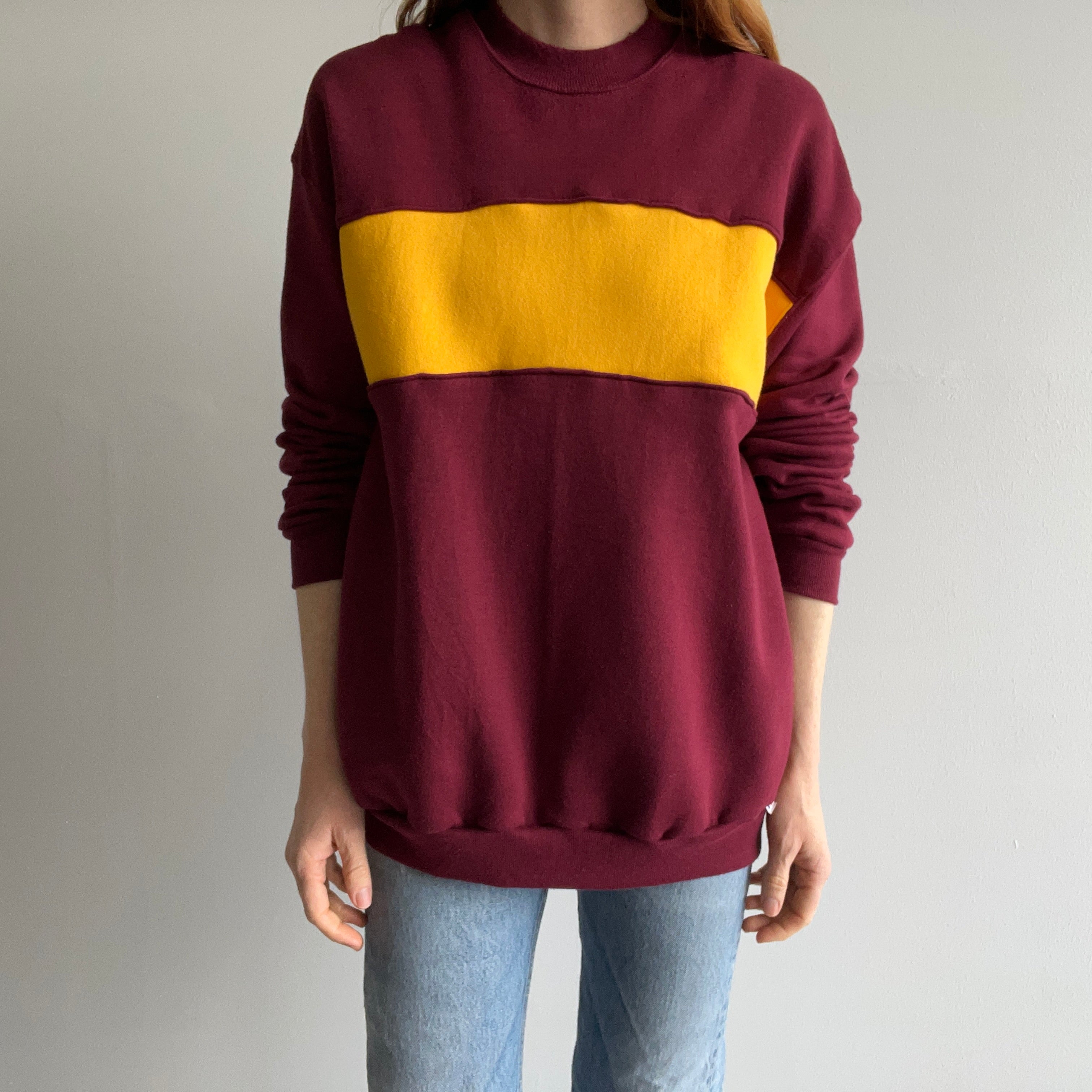1980s Barely Worn Super Cozy Color Block Sweatshirt by Russell