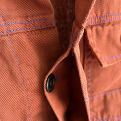 1990s Re-Dyed Blue to Rusty Brown European Workwear Cotton Chore Coat