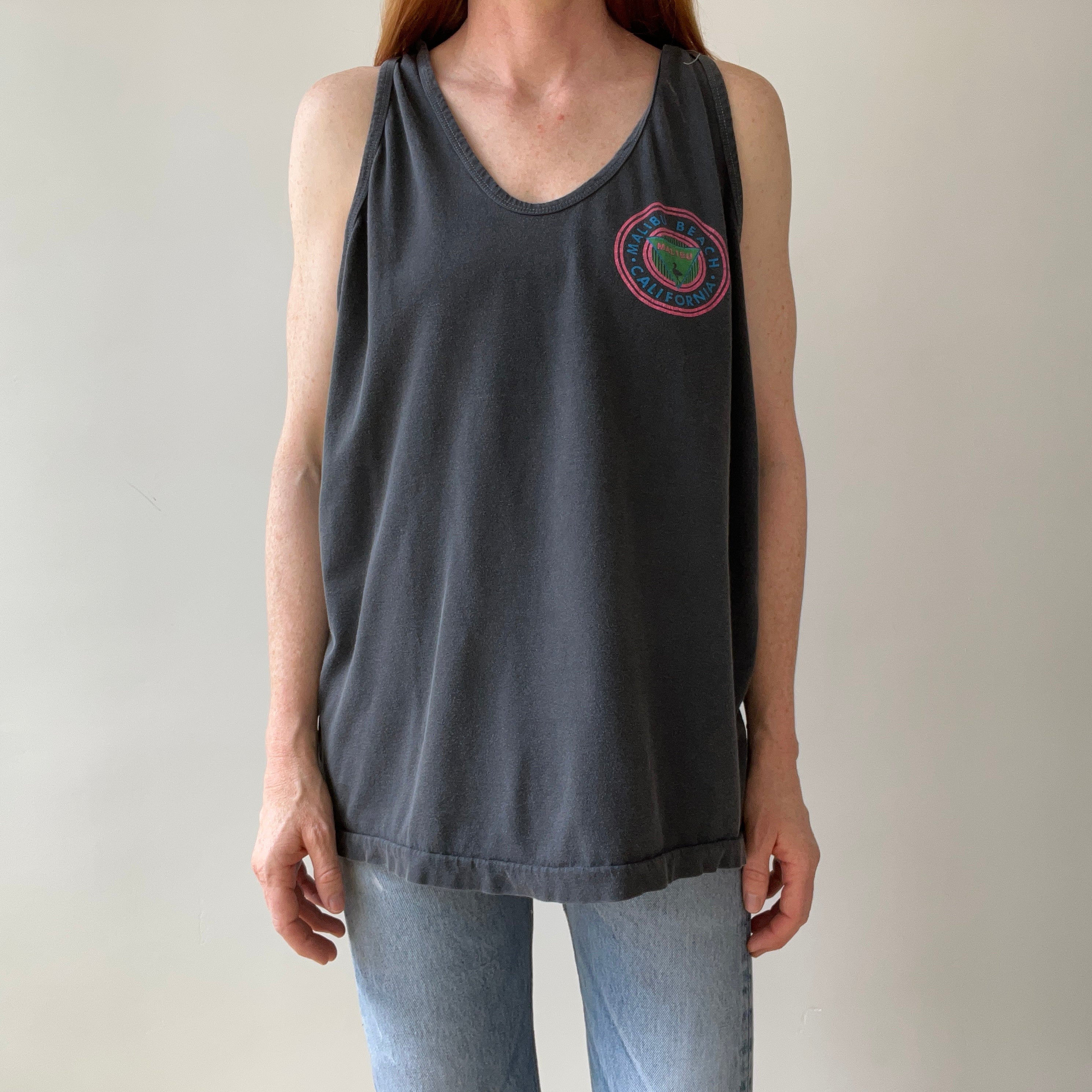 1980s/90s Malibu Beach California Tank Top - Tattered, Torn and Worn