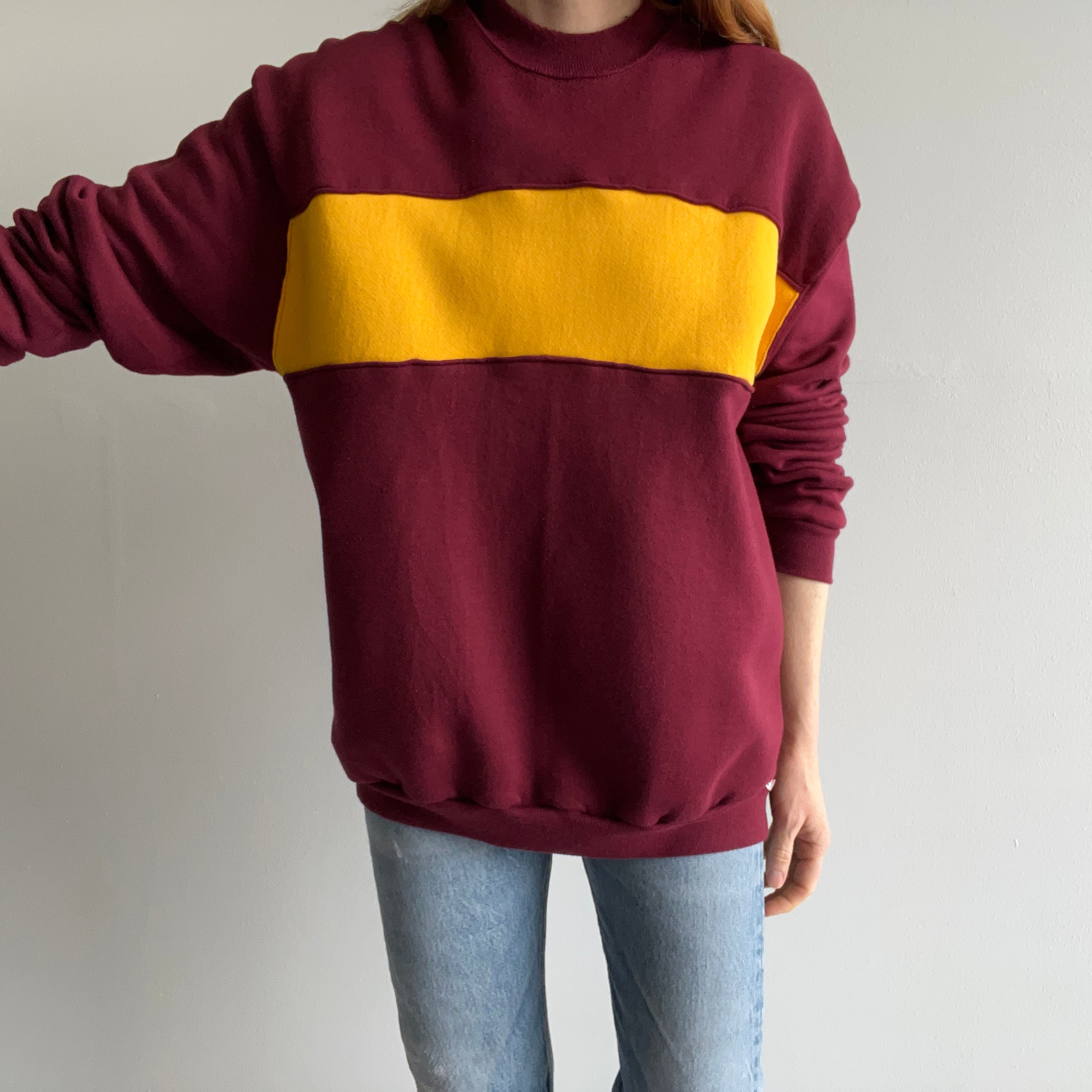 1980s Barely Worn Super Cozy Color Block Sweatshirt by Russell