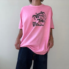 1980s Bright Pink Post College Equine Studies T Shirt