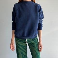 1970s Blank Navy Sweatshirt with Under Arm Gussets - Rad