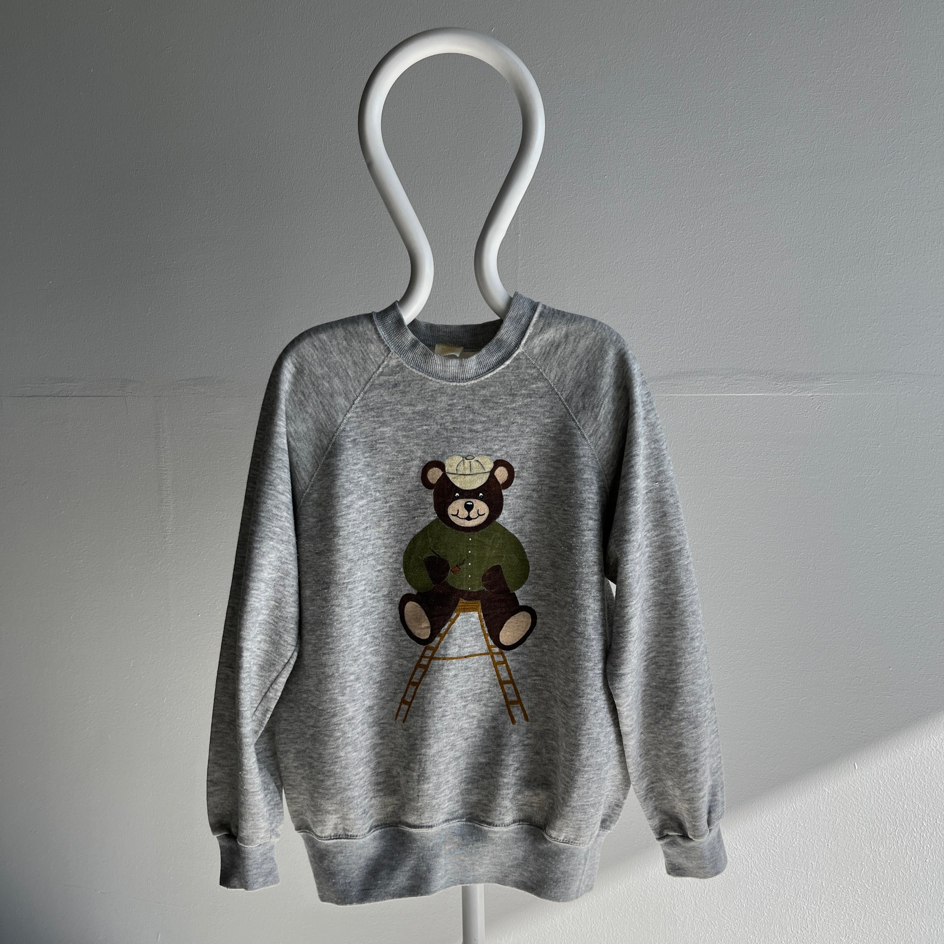 1970/80s DIY Teddy Bear Smoking a Pipe Sweatshirt