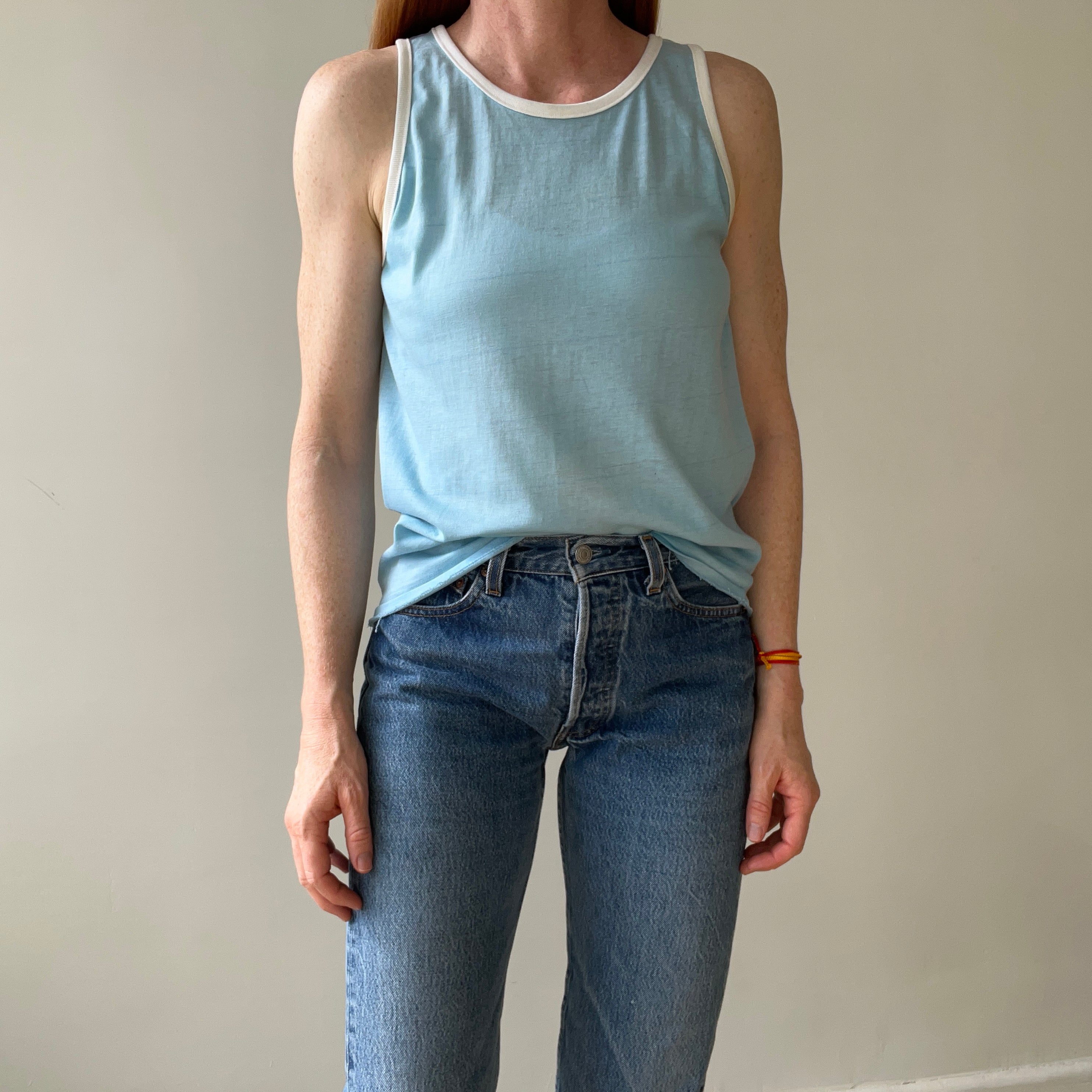 1970s Baby Blue Tank Top