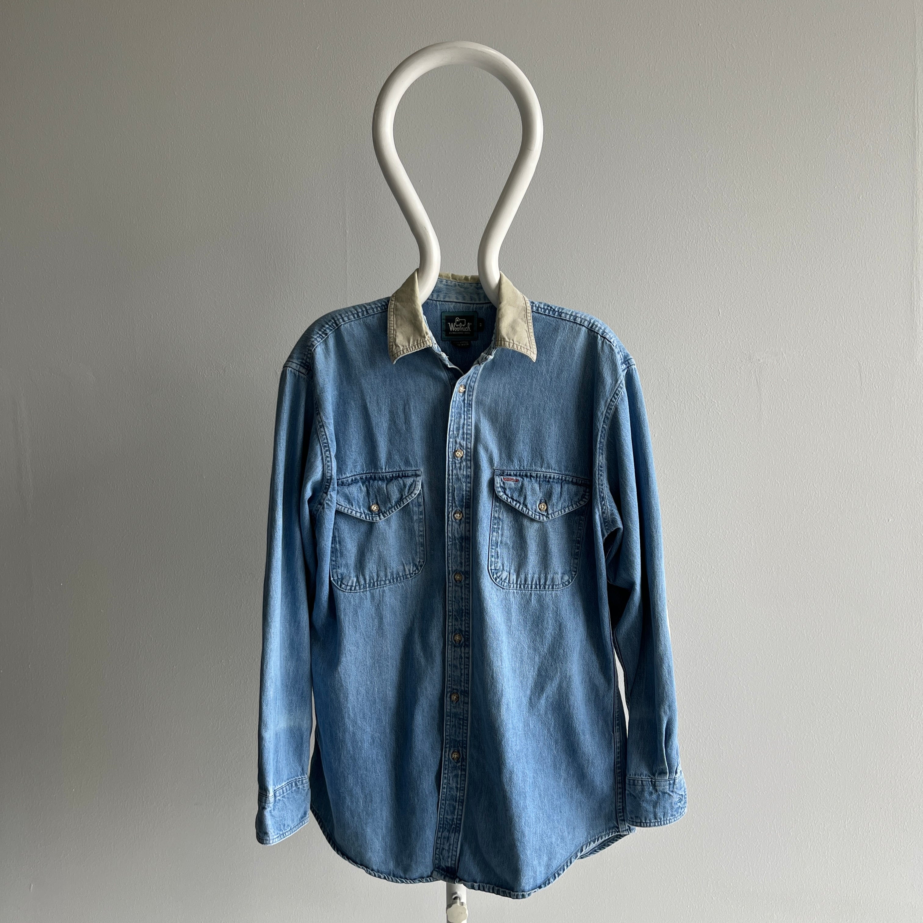 1990s Woolrich Denim and Khaki Dad Shirt