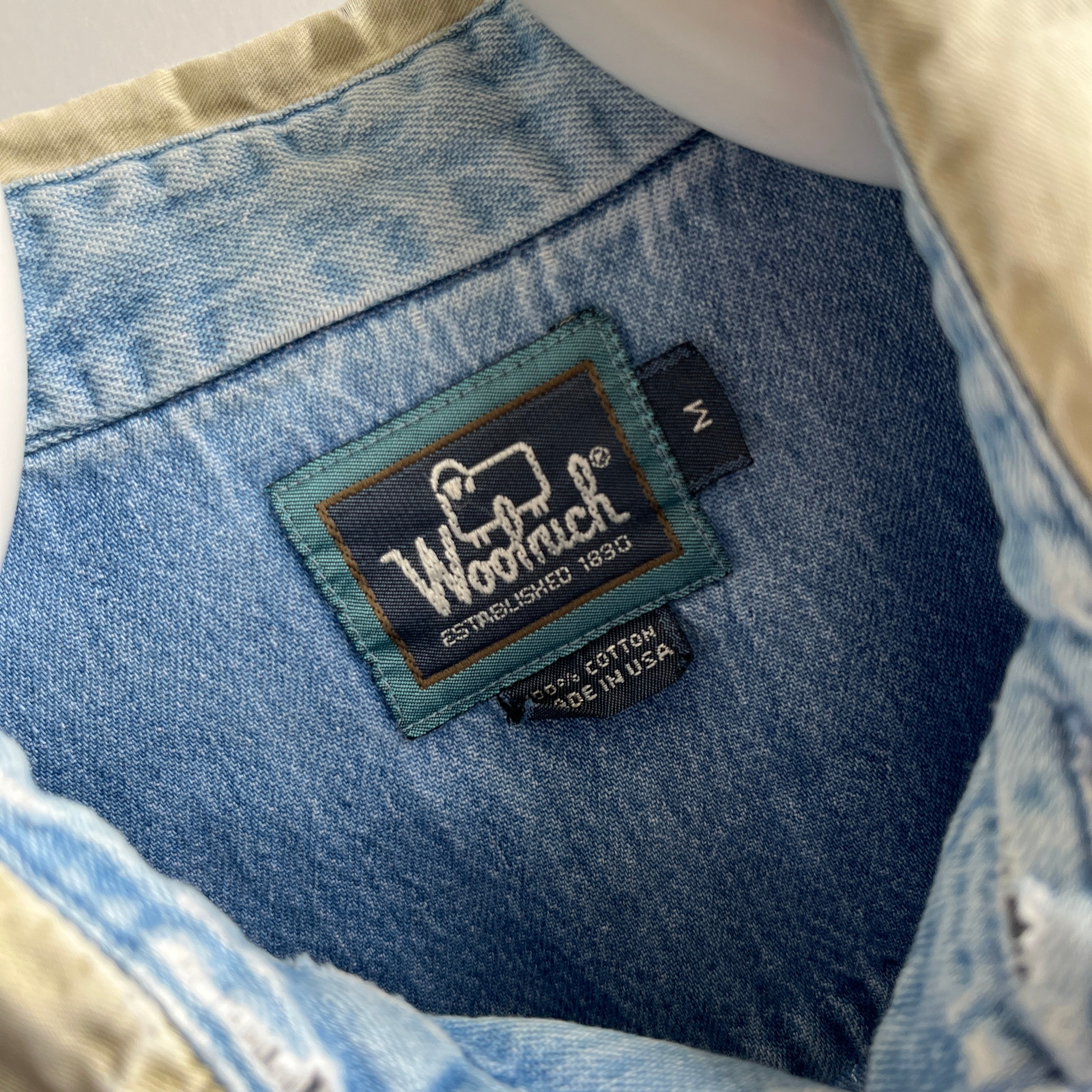 1990s Woolrich Denim and Khaki Dad Shirt