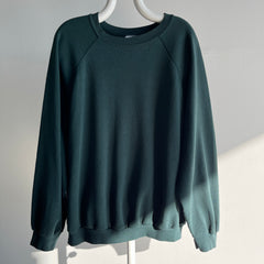 1990s Thinned Out Super Duper DUPER Slouchy Larger Sized Dark Green Sweatshirt