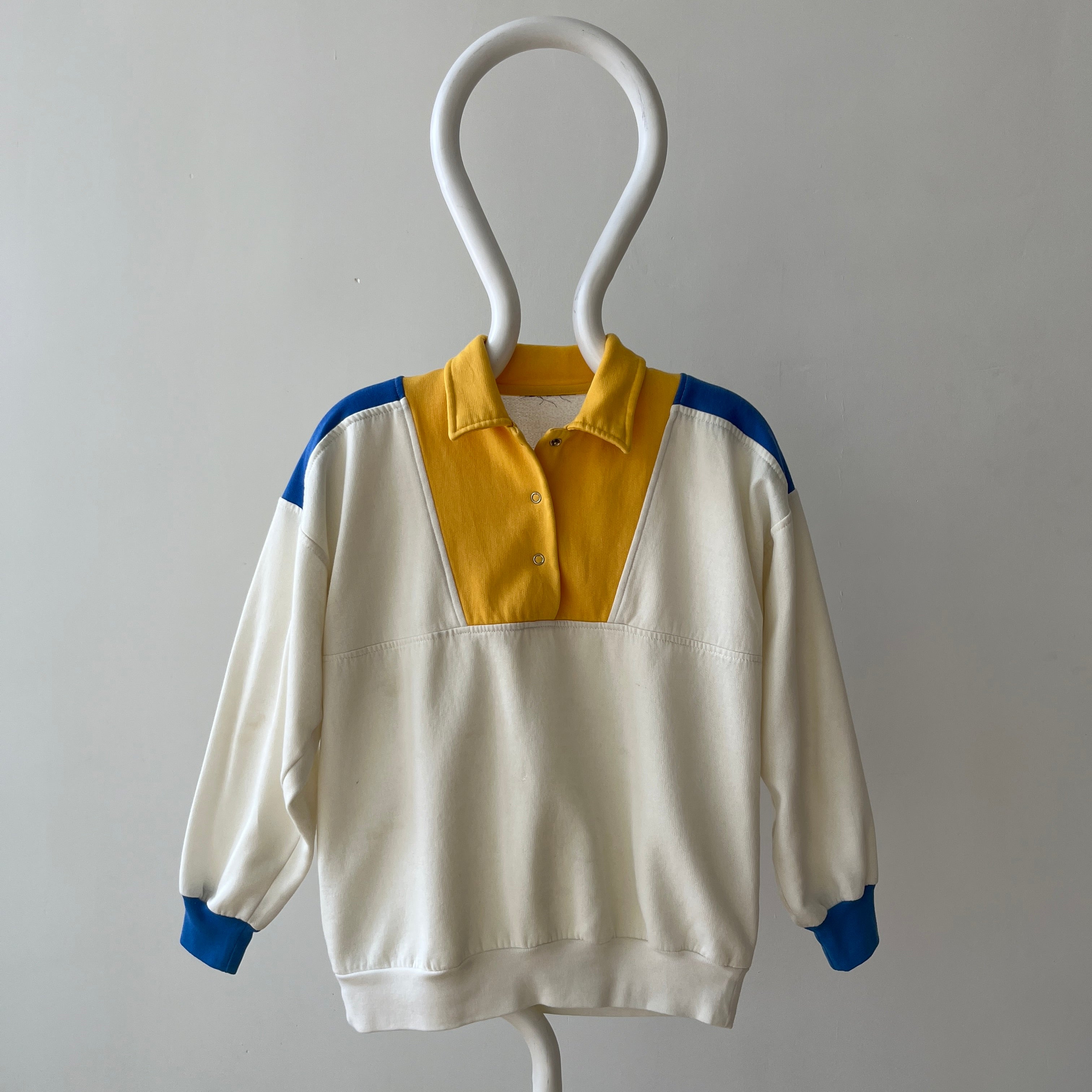 1970s/80s Color Block Collared Sweatshirt - !!!