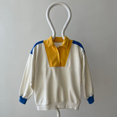 1970s/80s Color Block Collared Sweatshirt - !!!