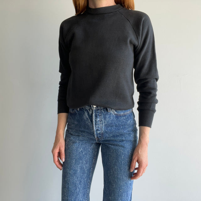 1980s Blank Black Healthknit Sweatshirt - Swoon