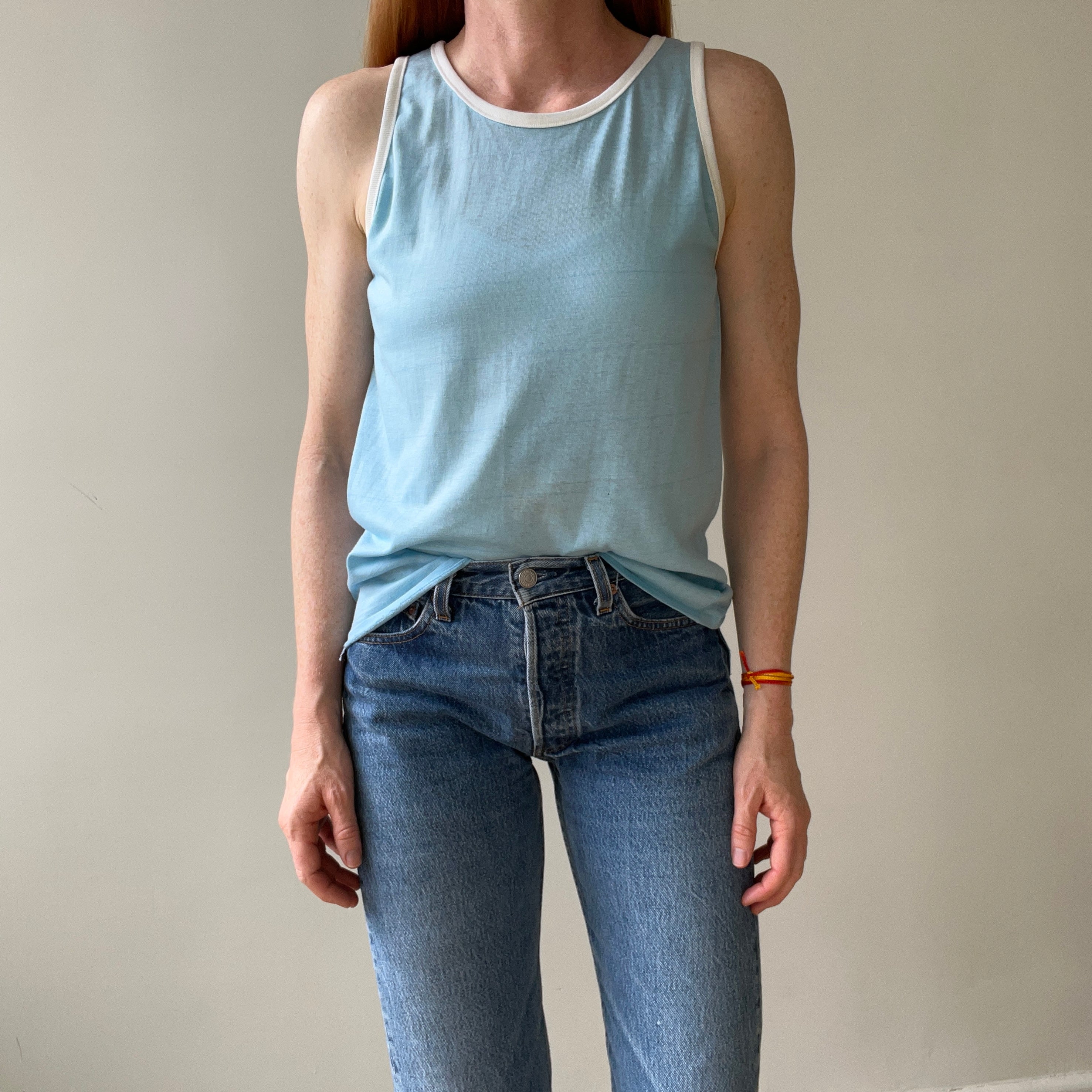 1970s Baby Blue Tank Top