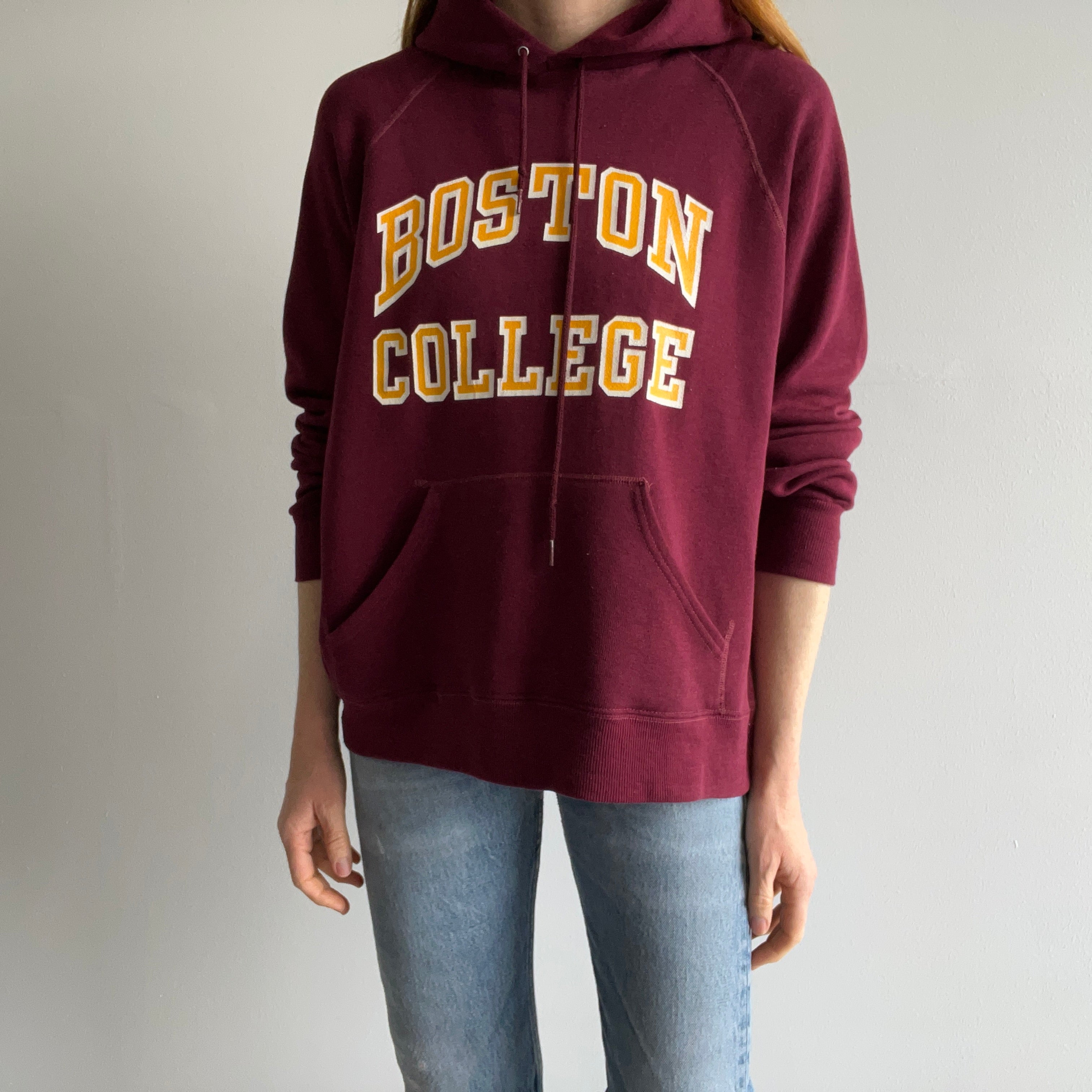 1980s (Early) Boston University Hoodie by Bassett Walker