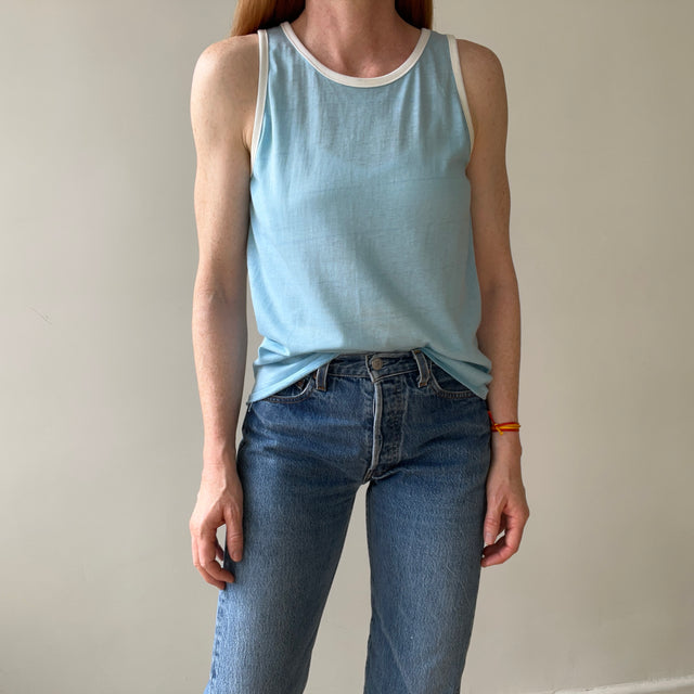 1970s Baby Blue Tank Top