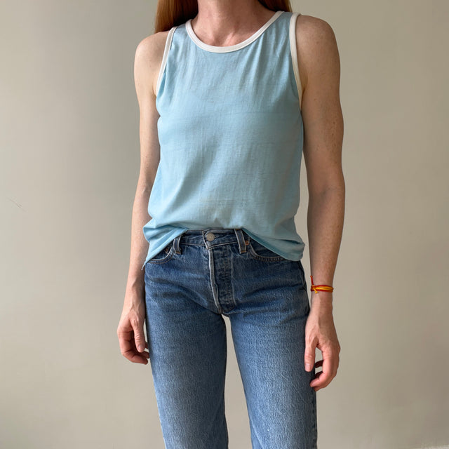 1970s Baby Blue Tank Top