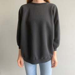 1980/90s Larger Shorter Long Sleeve Faded Black/Gray Sweatshirt