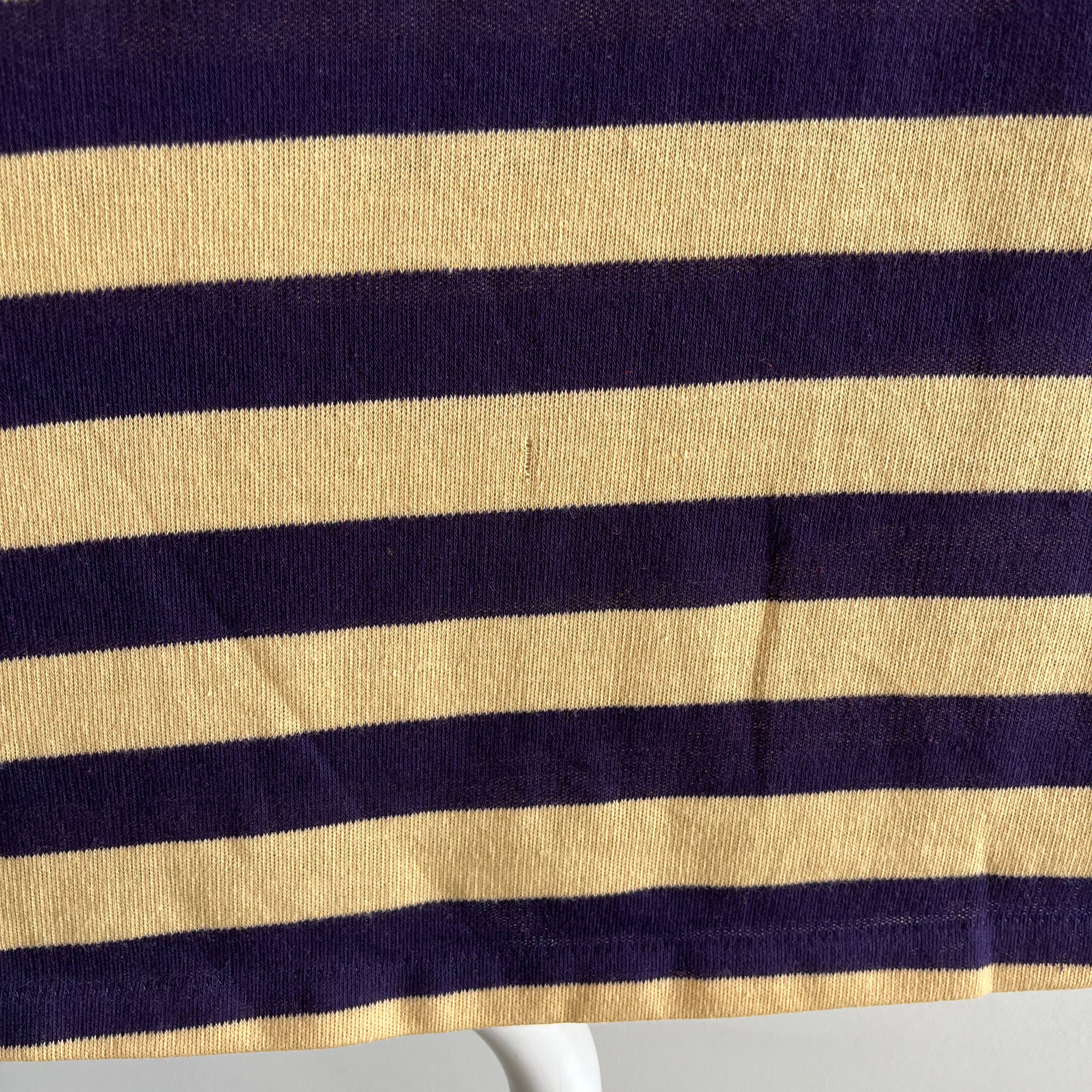 1970s Knit V-Neck Striped T-Shirt