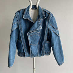 1980s EPIC!!! Thick Quilted One of a Kind Super Cool Denim Jean Jacket